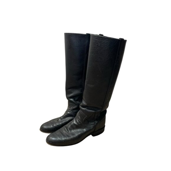 Justin Women’s Black Leather Riding Boots Size 5C Made in USA Style 3098 - Picture 1 of 8